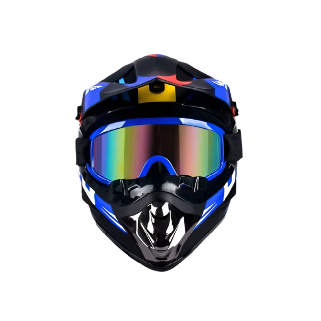 Off-Road Motocross Blue Black DOT Riding Motorcycle Helmet